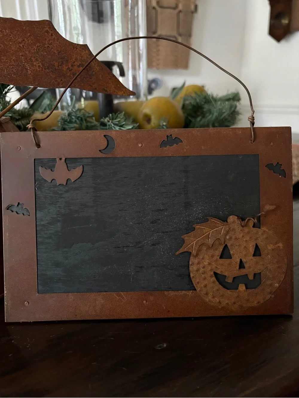 Rust-Finish Pumpkin Lantern & Chalkboard Set - Orange